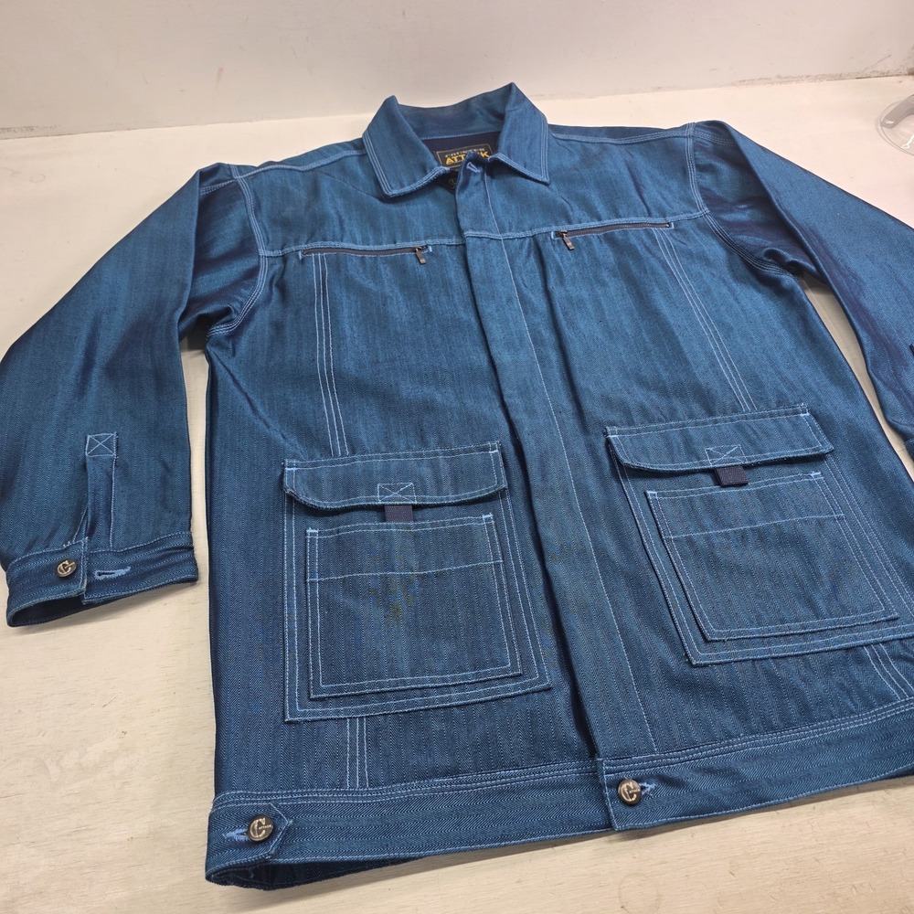 Vintage Counter Attack Denim‎ Jacket Metallic Blue Streetwear Men's XL Rare EUC - Picture 2 of 16